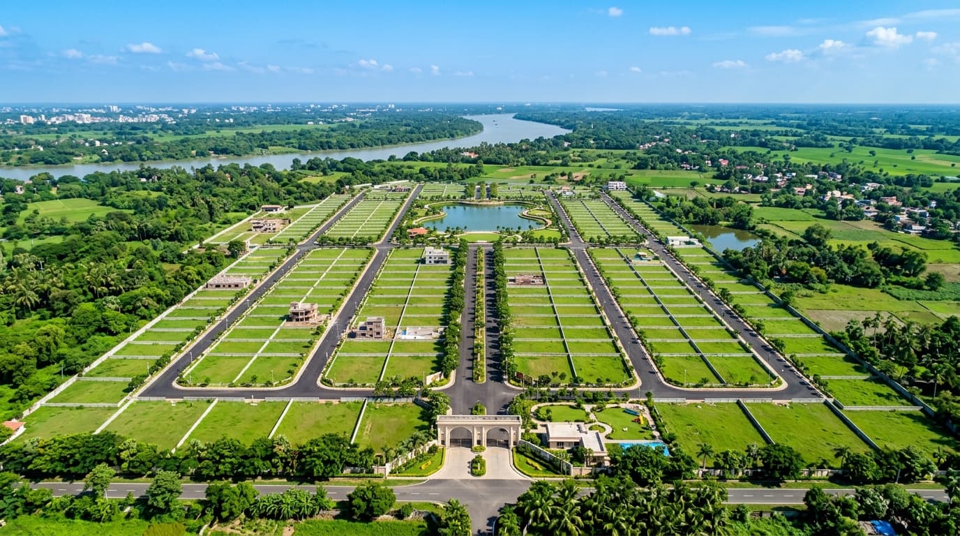 Aerial view of verified land plots